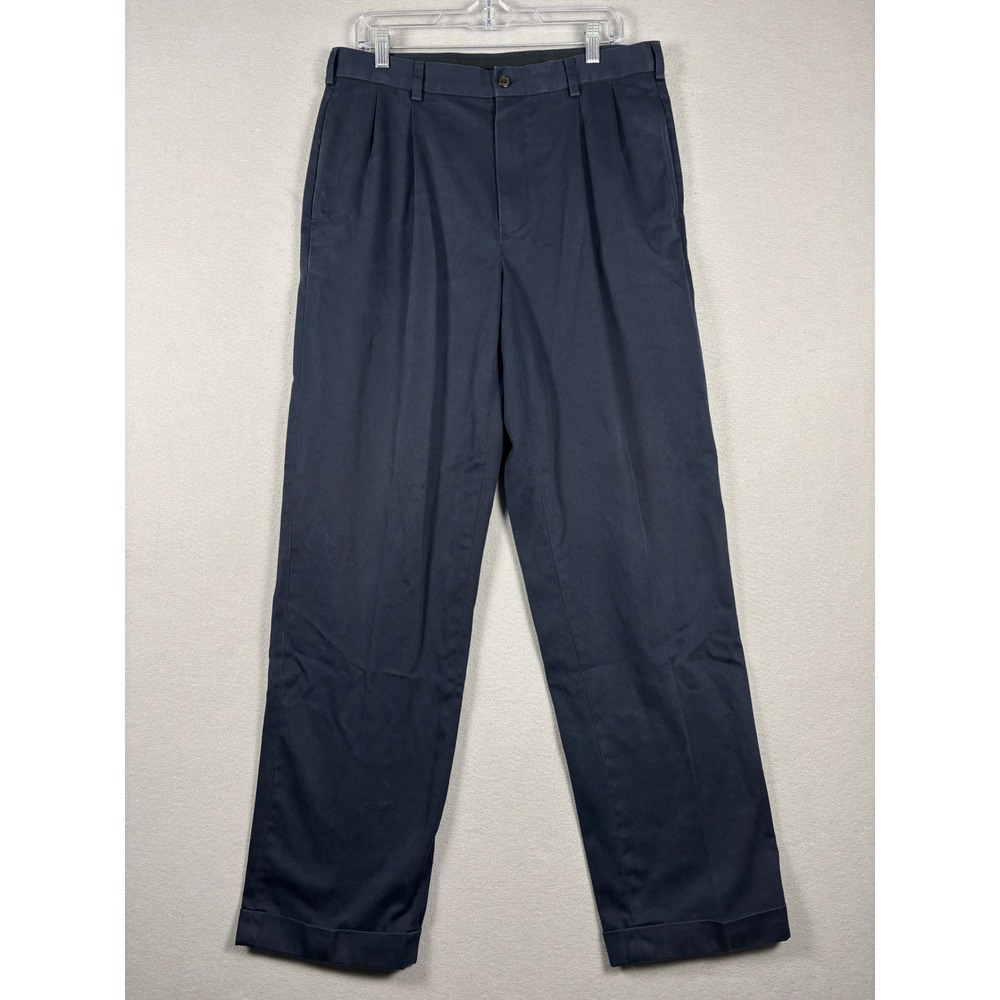 Brooks Brothers Advantage Chino Elliot Pleated Pants 34x34 Navy Blue